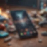 Mobile phone with variety of game icons