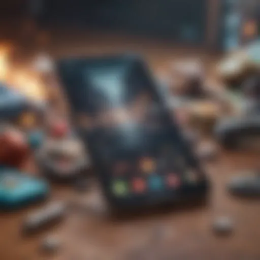 Mobile phone with variety of game icons