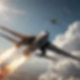 Aerial dogfight in jet war game