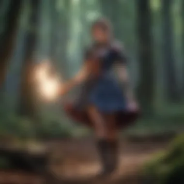 Magical girl casting powerful spells in a enchanted forest