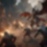 Epic battle scene in a fantasy game