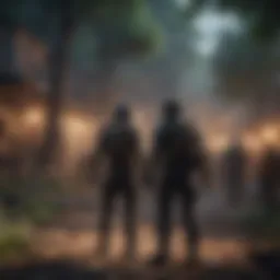 An immersive in-game scene showcasing players engaging in a cooperative quest