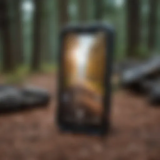 A rugged phone showcasing its robust design in a natural outdoor setting