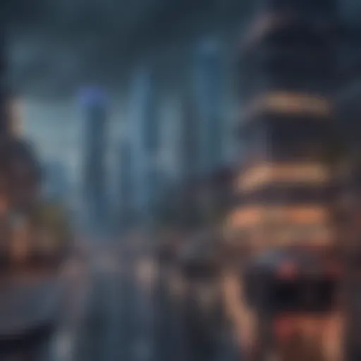 Sophisticated virtual city skyline