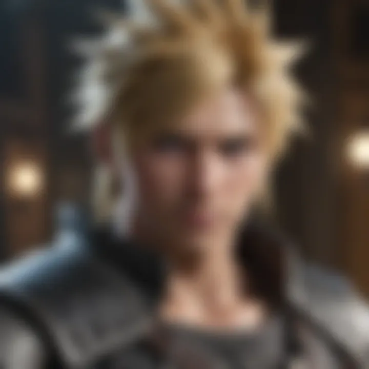 Artistic representation of Cloud Strife, the main protagonist of Final Fantasy VII