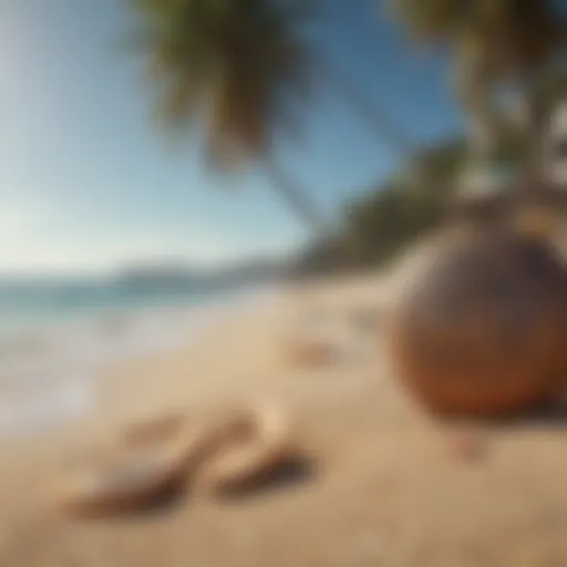 A vibrant scene of a beach setting featuring gaming elements