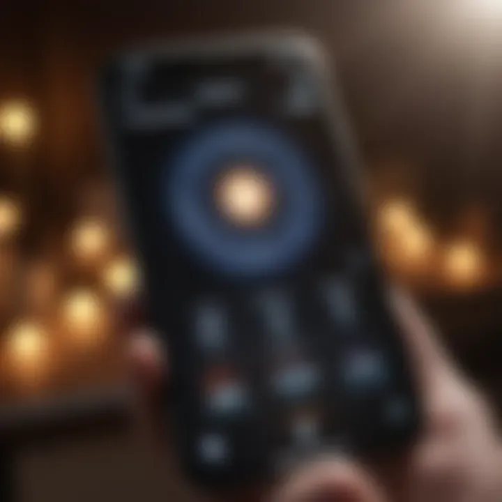 A close-up of a smartphone displaying a flashlight app interface.