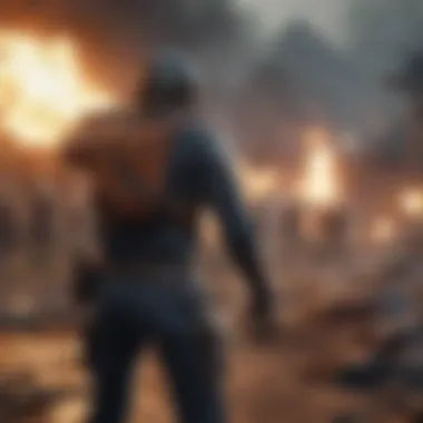 Virtual Battle Royale Excitement Virtual battle royale scene with intense gameplay