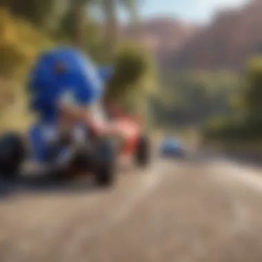 Sonic in Action Sonic racing through a vibrant landscape
