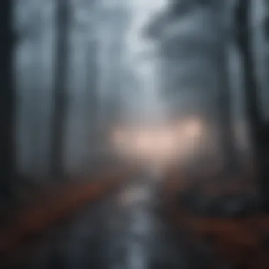 Atmospheric Setting for Horror Games An eerie game environment shrouded in fog
