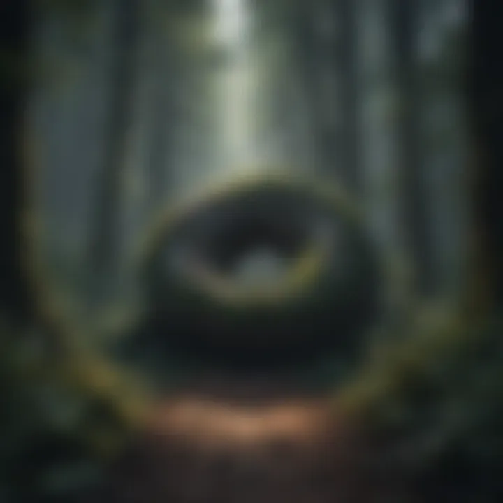 Digital artwork of a dark forest