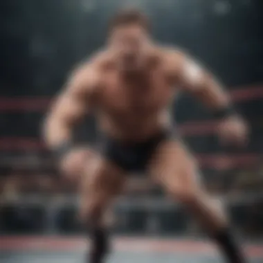 Dynamic Wrestling Superstar Close-Up Detailed close-up of a wrestling superstar in action