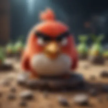 Angry Birds Gameplay on Device Illustration of a digital device displaying Angry Birds gameplay