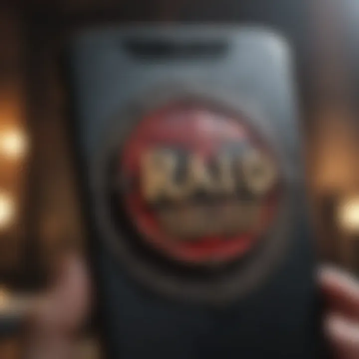 Illustration of mobile phone with Raid Shadow Legends logo