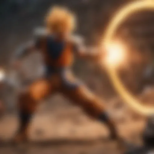 Dynamic action scene from Dragon Ball Legends showcasing characters in combat