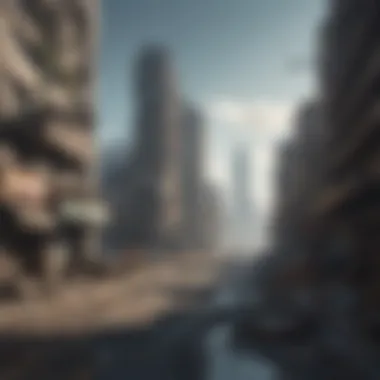 Desolate Urban Landscape Dystopian cityscape with remnants of civilization