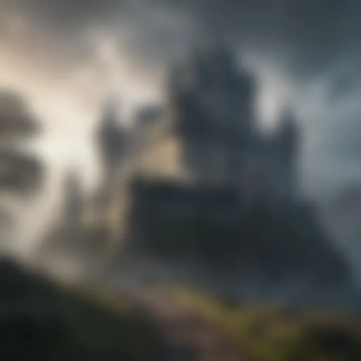 Eerie castle shrouded in mist, hinting at hidden dangers and secrets waiting to be uncovered