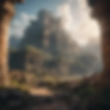 Mystical Realms and Forgotten Civilizations Epic fantasy landscape with ancient ruins