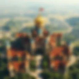 Aerial view of a flourishing kingdom in Infinity Kingdom