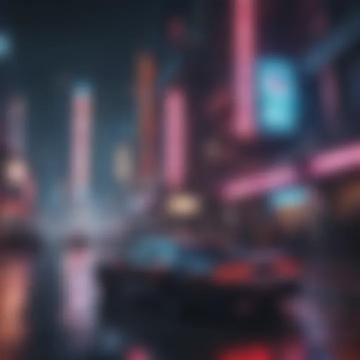 Cyberpunk cityscape with neon lights