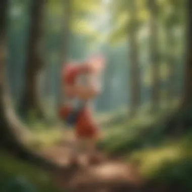 Whimsical Fantasy Vibrant cartoon characters in magical forest