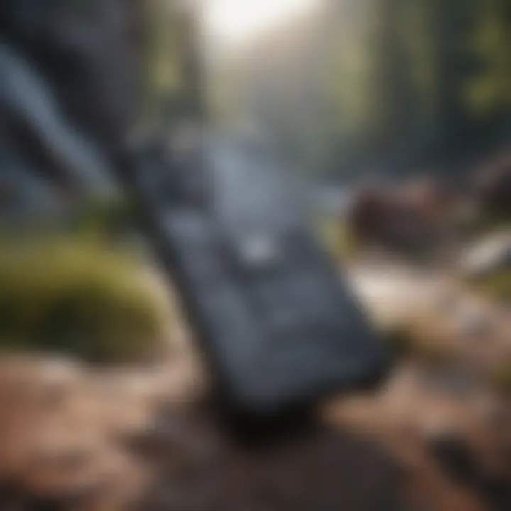 Rugged phone case in outdoor adventure setting