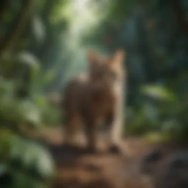 Whimsical Jungle Adventure Cat navigating through a whimsical jungle in a game