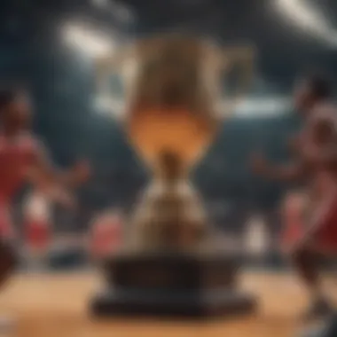 Championship trophy in basketball game