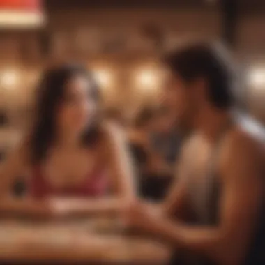 Romantic Scene in a Dating Game An artistic depiction of a romantic scene within a dating game.