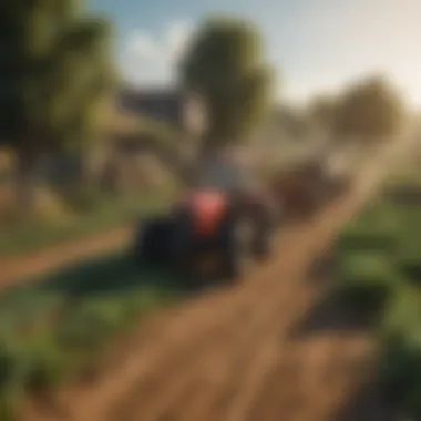 The Allure of Virtual Farming A vibrant virtual farm landscape showcasing diverse crops and animals