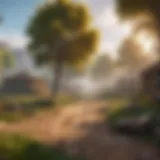 A vibrant battle royale landscape showcasing diverse environments