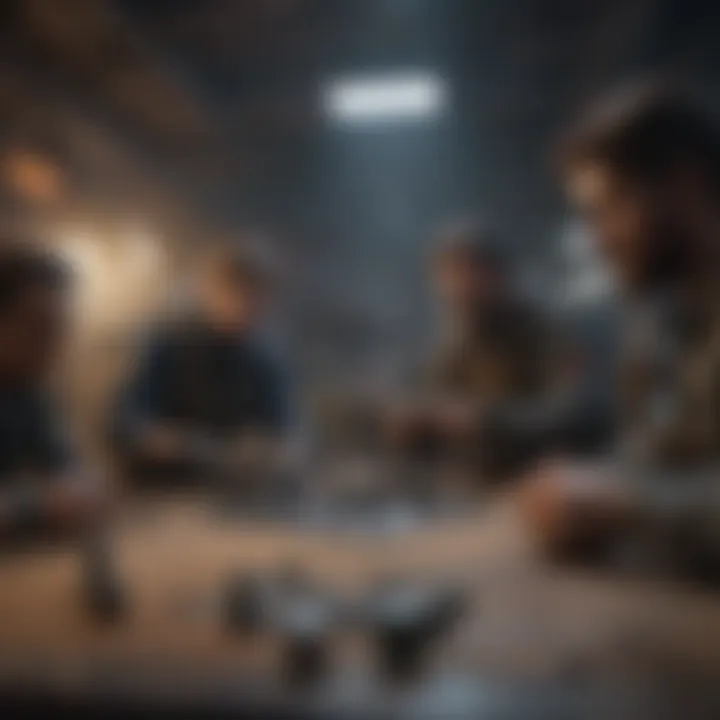A group of players collaborating in a tactical strategy session