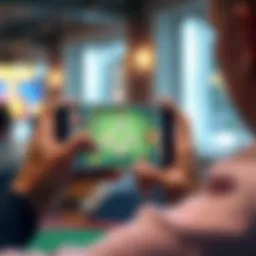 User engaging with a card game app on a smartphone