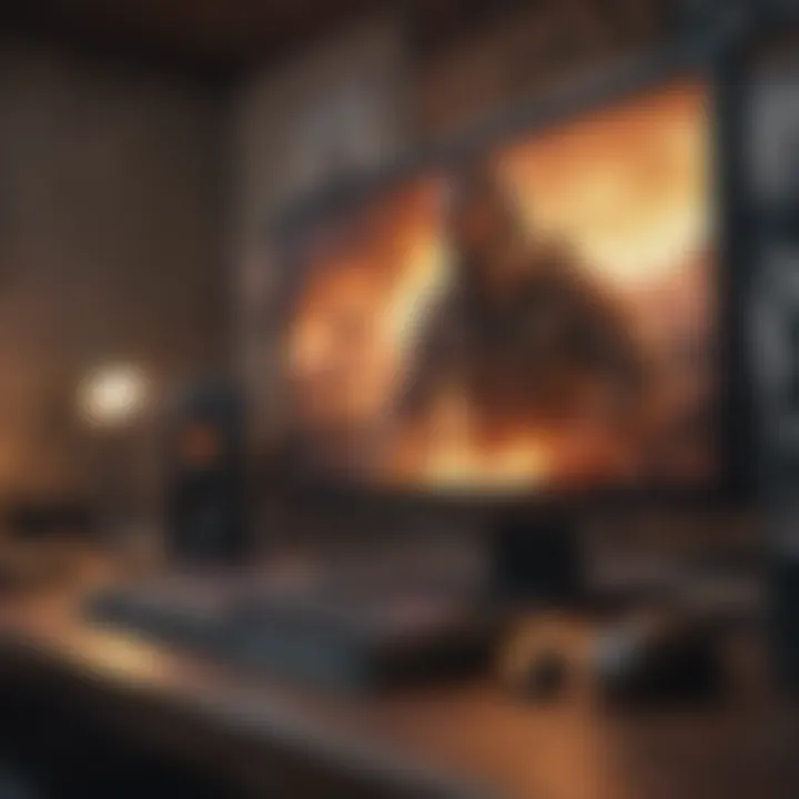 A dynamic gaming setup showcasing Free Fire on PC