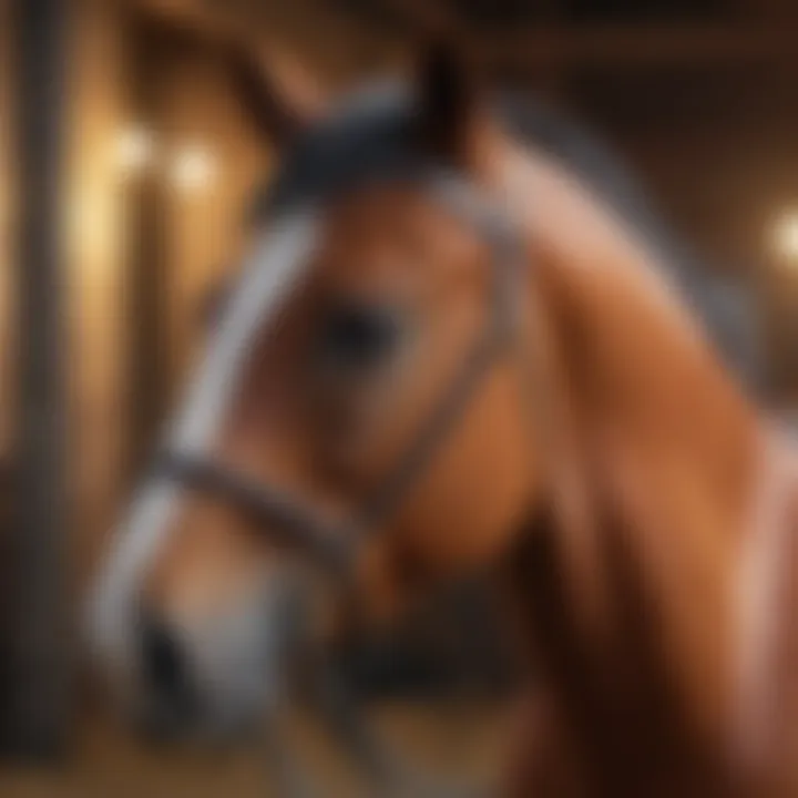 A close-up of a beautifully designed horse avatar in a virtual stable setting