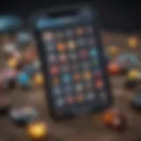 An overview of various free mobile game icons on a smartphone screen