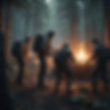Teamwork in Survival A group of players collaborating in a survival game environment