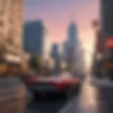 GTA V gameplay on mobile device showcasing vibrant cityscape