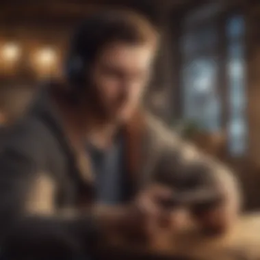 Casual Gaming Experience An engaging scene of a casual gamer enjoying a mobile game in a cozy setting.