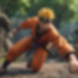 Dynamic gameplay screenshot from a popular Naruto game on iOS