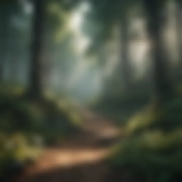 Enigmatic adventure scene in a mystical forest