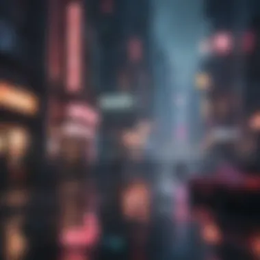 Futuristic cyberpunk cityscape with neon lights