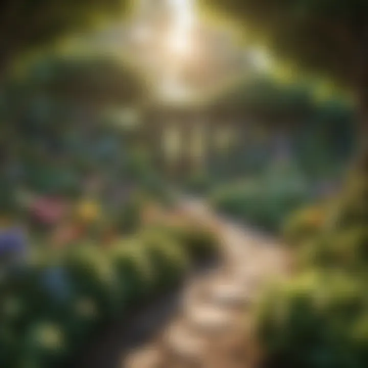 Illustration capturing the essence of a magical garden inhabited by fairy-type Pokemon