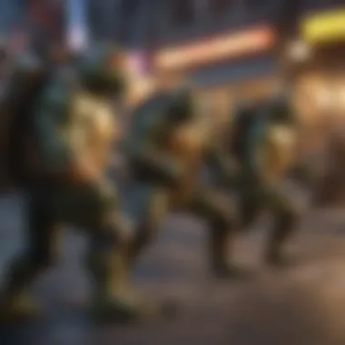 Dynamic Gameplay of Ninja Turtles on Nintendo Switch Four Ninja Turtles in action on Nintendo Switch
