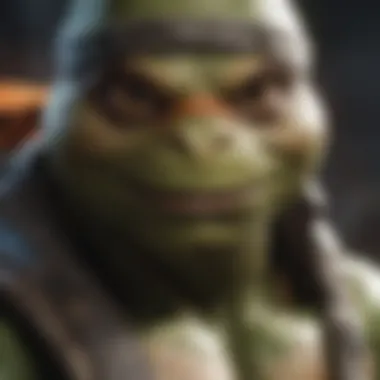 Detailed Character Portraits in Ninja Turtles Game Close-up of Ninja Turtles characters on Nintendo Switch