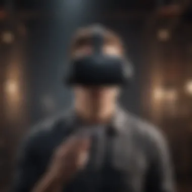 Immersive VR Experience User experiencing virtual reality through phone VR glasses