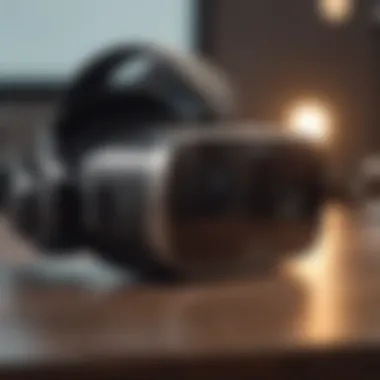 Stylish Phone VR Glasses A sleek set of phone VR glasses on a modern desk