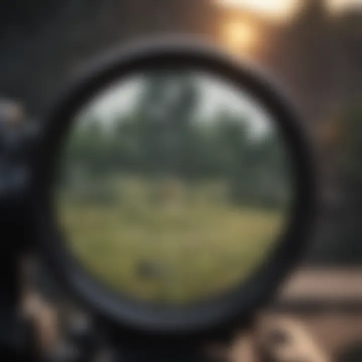 Close-up of sniper scope with crosshairs