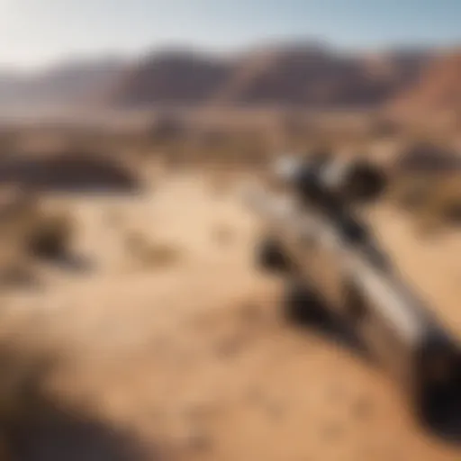 Sniper aiming in desert landscape