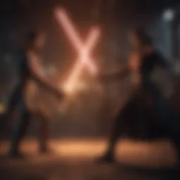 A vivid portrayal of lightsaber duels in Star Wars games.